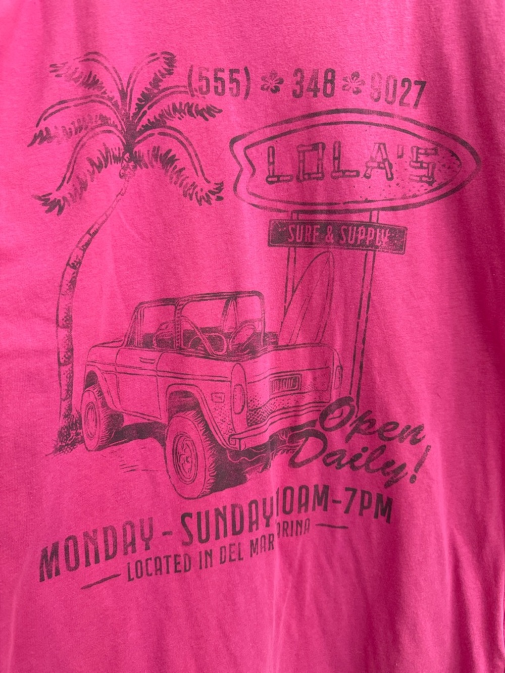 SALE💥Hollister Hot Pink Graphic Tee with Black Surf Car Print